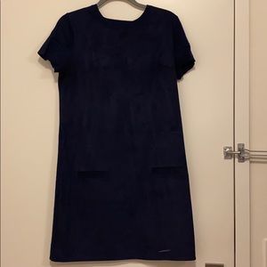 NY&Co navy blue “suede” crew neck dress